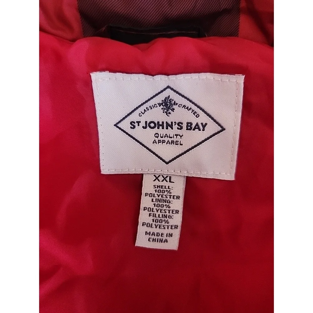 St Johns Bay Womens Quilted Puffer Vest XXL Red Black Buffalo Plaid Preppy Trad - Picture 6 of 13